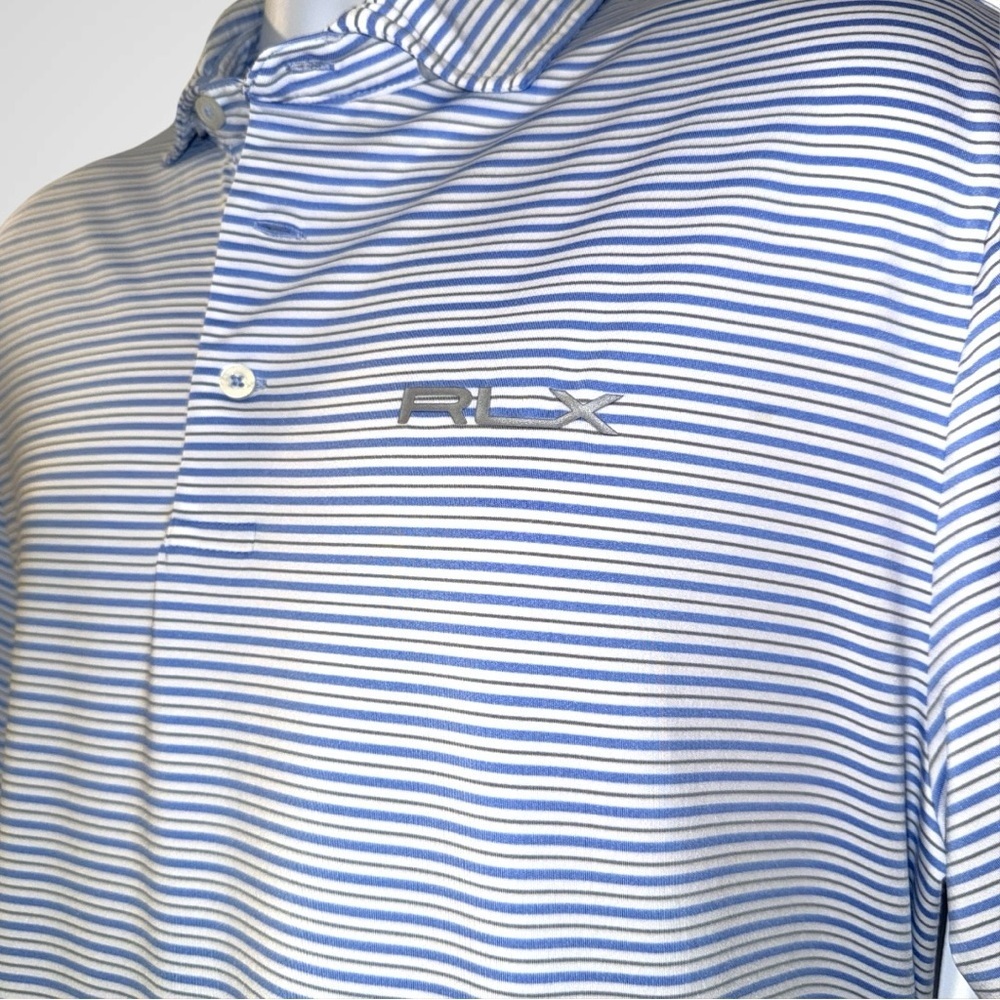 Ralph Lauren RLX Golf Polo Shirt Blue White Stripe Men’s Size Large
